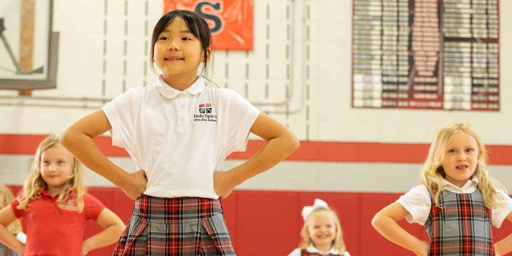 Students at cheerleading practice